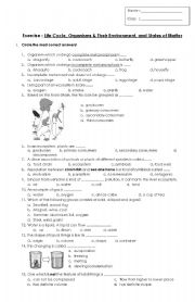 States of matter worksheets