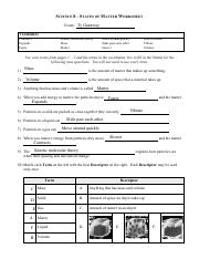science 8 states of matter worksheet key