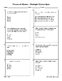 science 8 states of matter worksheet key