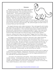 science comprehension worksheet