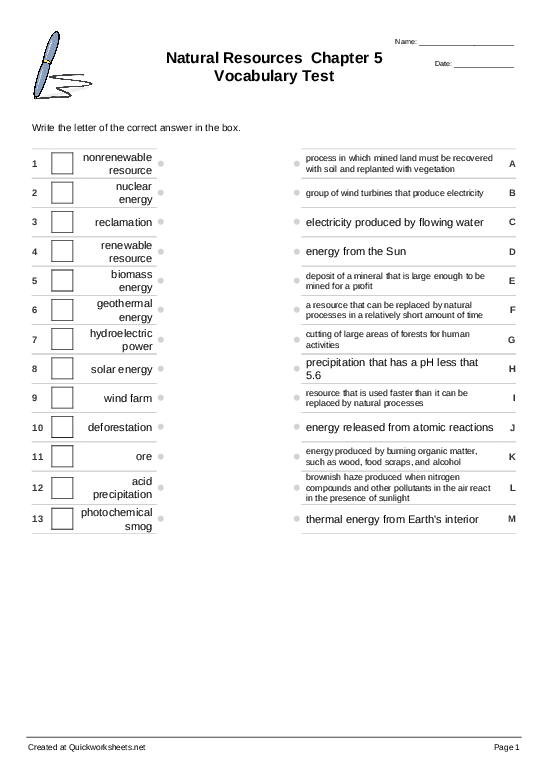 ENERGY Worksheets