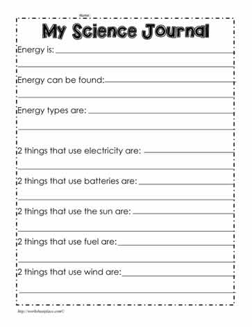 My Energy Journal Worksheets