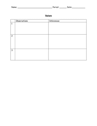 Observations and Inference Worksheet | PDF