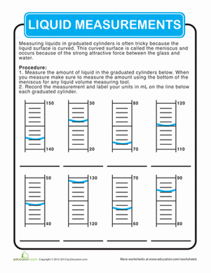 Graduated Cylinder Measurements | Worksheet 
