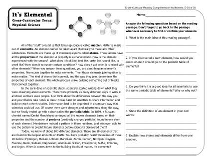 Its Elemental | 5th Grade Reading Comprehension Worksheet
