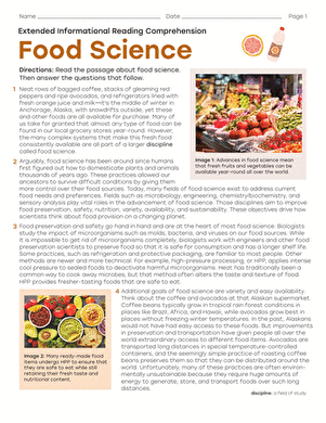 Extended Informational Reading Comprehension: Food Science ...