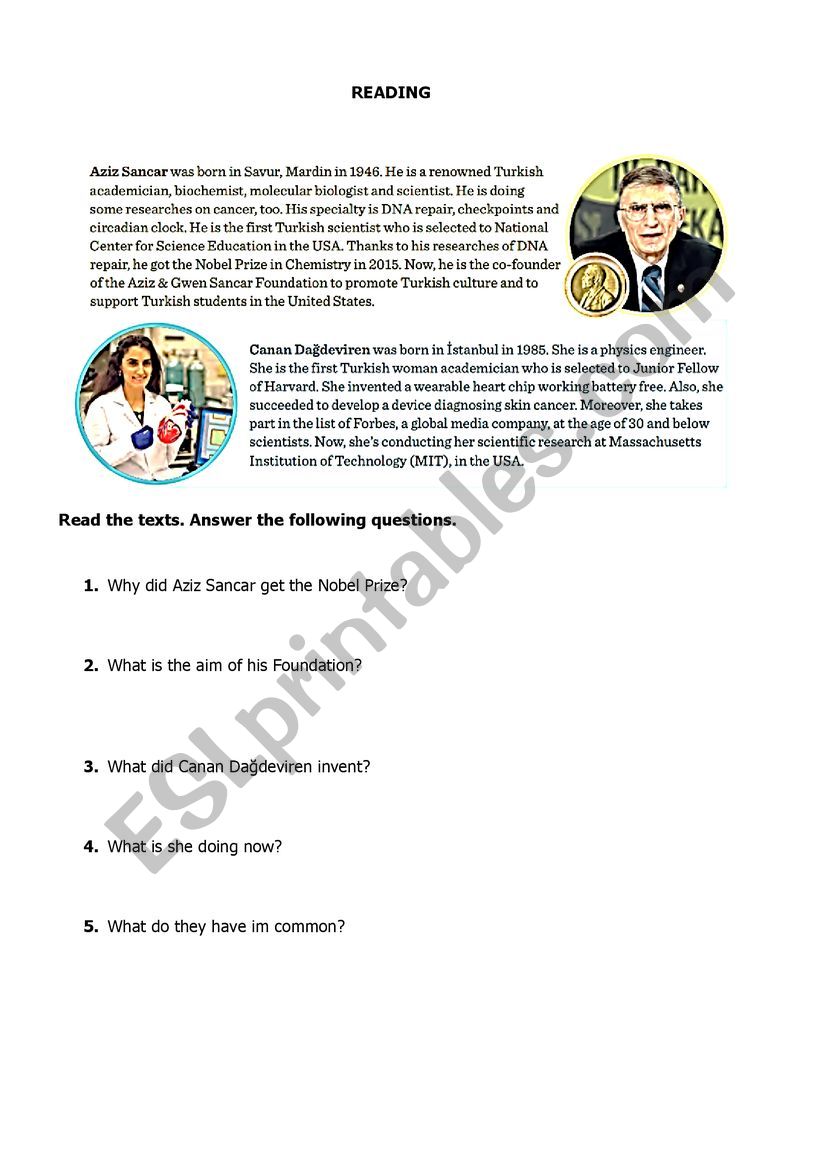 Reading comprehension worksheet about science - ESL worksheet by ...