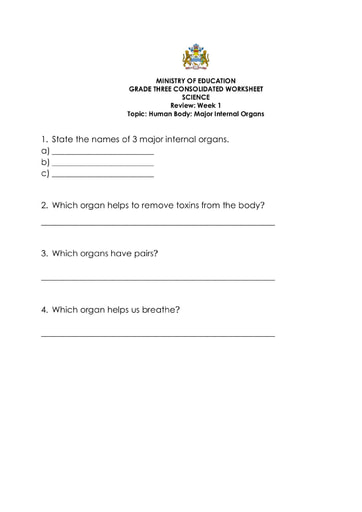 Grade 3 Science Week 1 Review - 2022 - consolidated worksheet