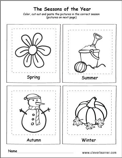 The four seasons of the year worksheets for preschools