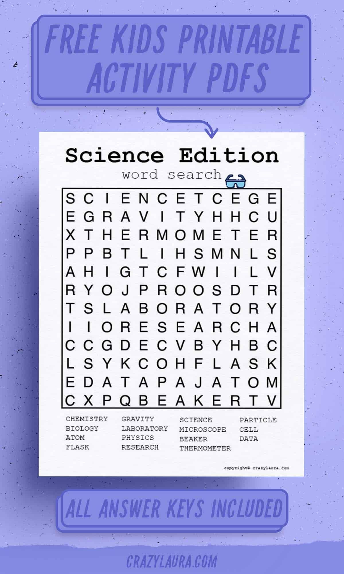 science vocabulary games printable