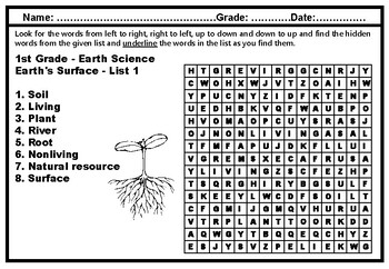 science worksheet for 1st grade