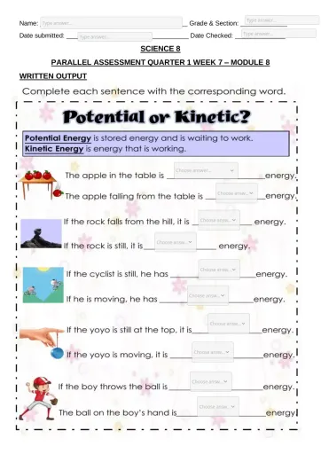 science worksheet for 8th grade