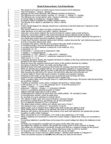 science worksheet for 9th graders