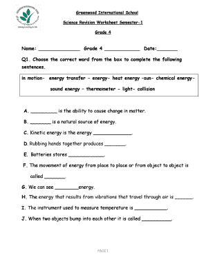 science worksheet for grade 4