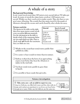 A whale of a story | 3rd grade, 4th grade Science Worksheet ...