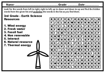 3rd Grade Science, Year Long, Word Search Worksheets, No Prep, Sub ...