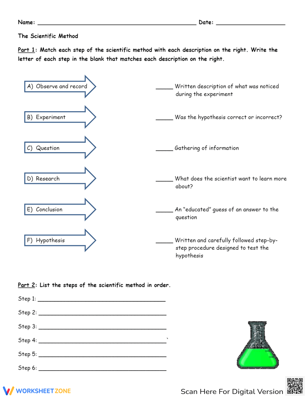 Free Printable Scientific Method Worksheets for Students - Worksheets ...