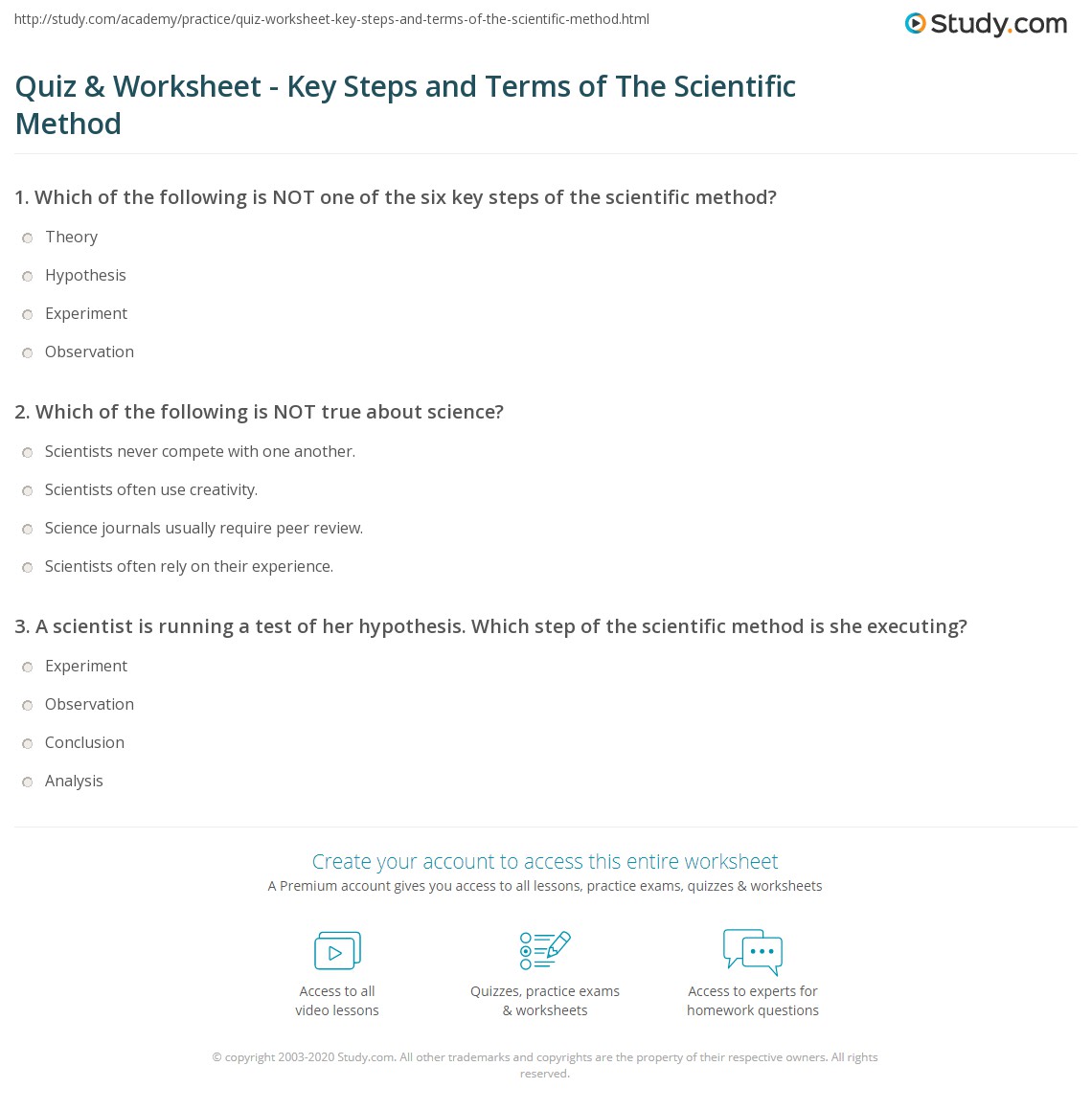 scientific method practice worksheet answers