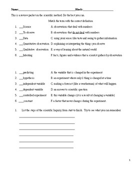 scientific method worksheet answers