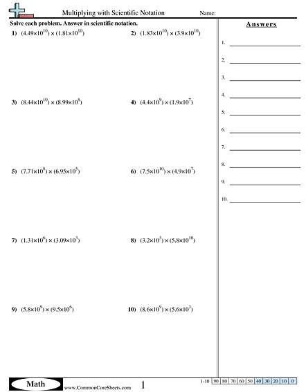 Multiplying with Scientific Notation Worksheet | Free ...