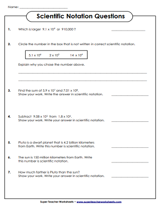 scientific notation printable worksheet