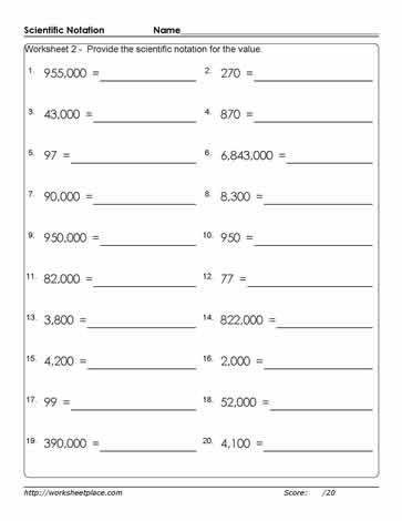 Value to Scientific Notation-2 Worksheets