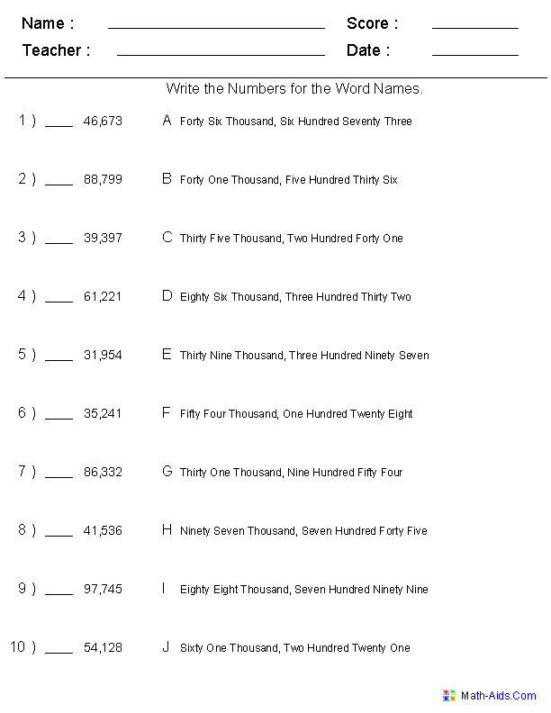 Place Value Worksheets | Place Value Worksheets for Practice