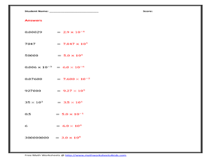 Write in Scientific Notation Worksheet for 8th - 10th Grade ...