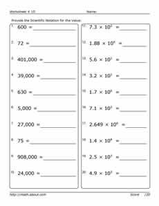 Pre-Algebra Worksheets, Scientific Notation