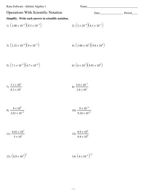 scientific notation worksheet for 8th grade