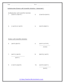 Scientific Notation Worksheets