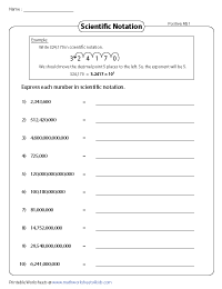 Scientific Notation Worksheets