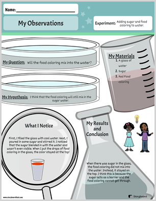 scientific observation worksheet