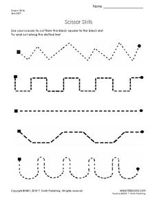 Scissor Skills Worksheet for Pre-K - 1st Grade | Lesson Planet