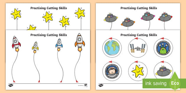 Space-Themed Scissor Skills Worksheet Pack - Fine Motor Skills ...