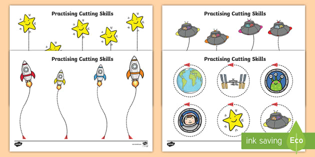 Space-Themed Scissor Skills Worksheet Pack - Fine Motor Skills ...
