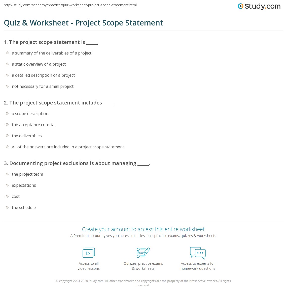 scope worksheet