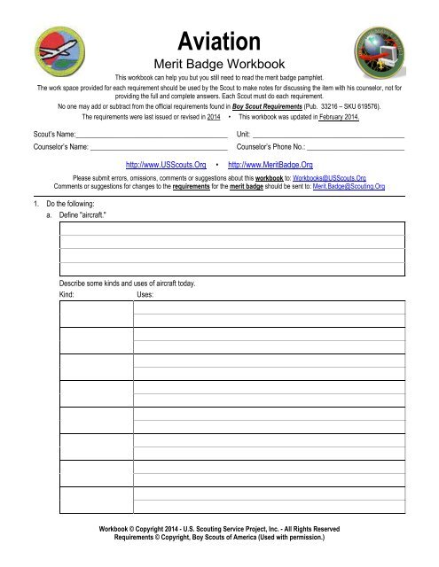scouting merit badge worksheet