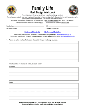 scouting merit badge worksheet