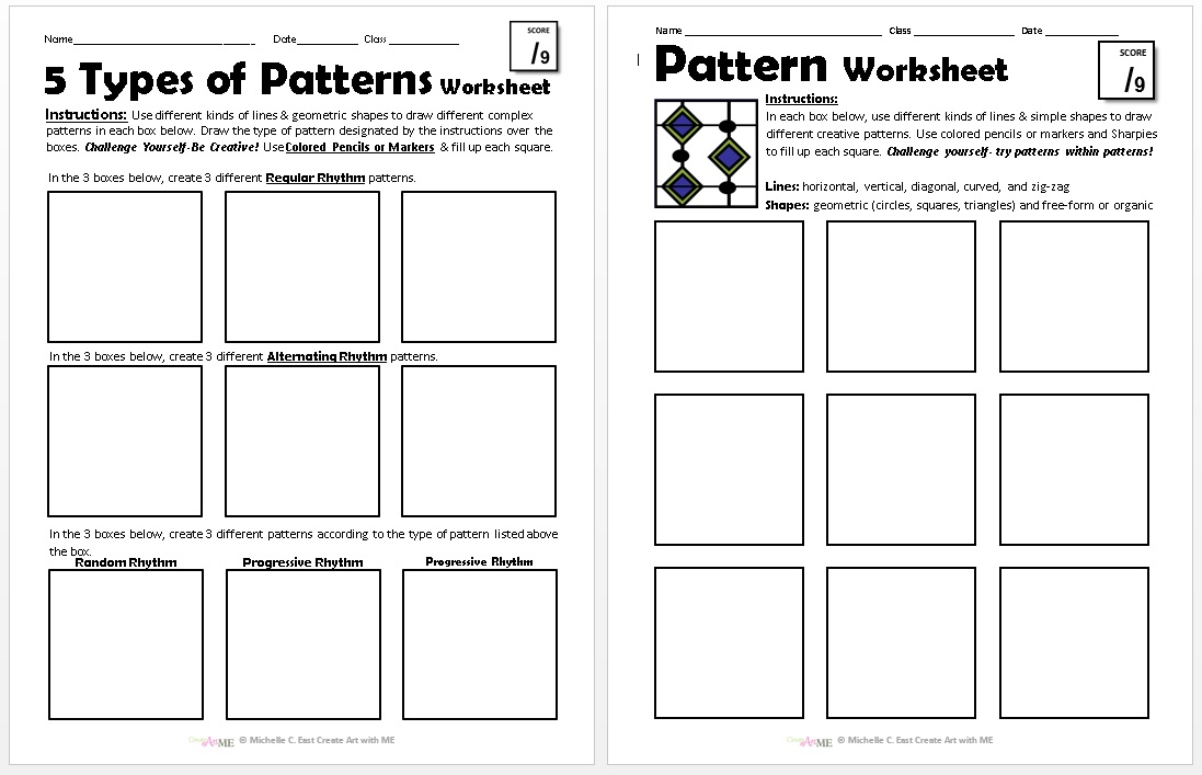 Pattern Worksheets- Explore 5 Types of Patterns