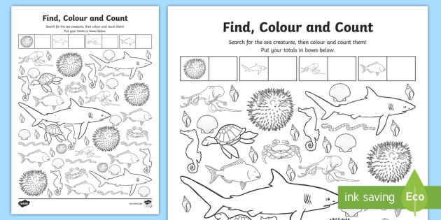 Under the Sea Colour and Count Activity | Worksheet - Twinkl