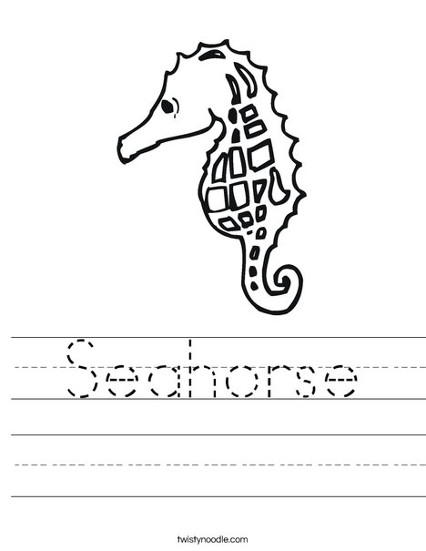 Seahorse Worksheet - Twisty Noodle