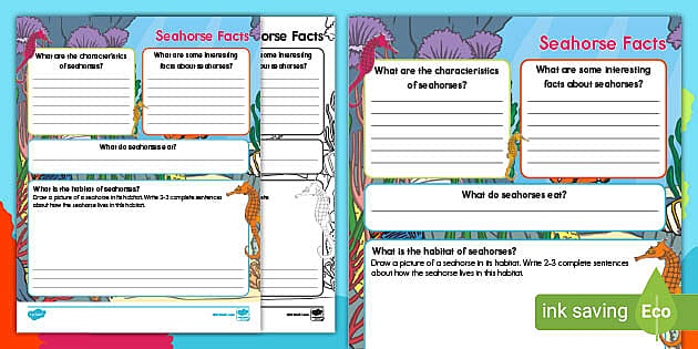 Seahorse Fact Writing Worksheet | Twinkl USA (teacher made)