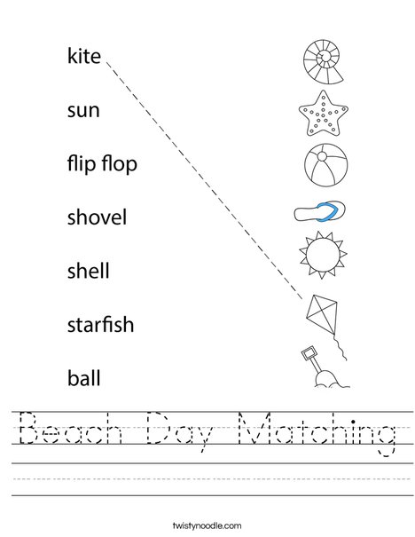 Beach Day Matching Worksheet - Twisty Noodle