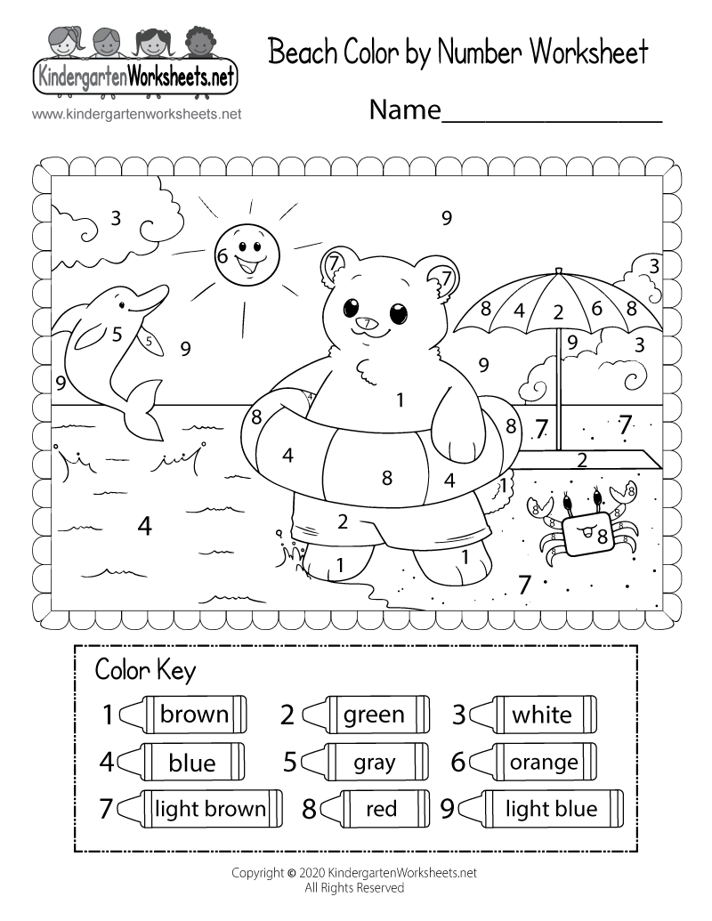 Beach Color by Number Worksheet - Free Printable, Digital, &  PDF