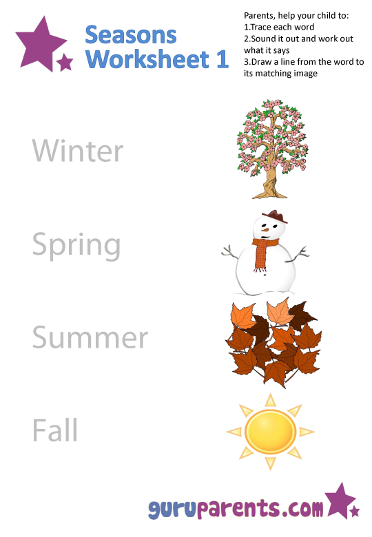season worksheet for preschool