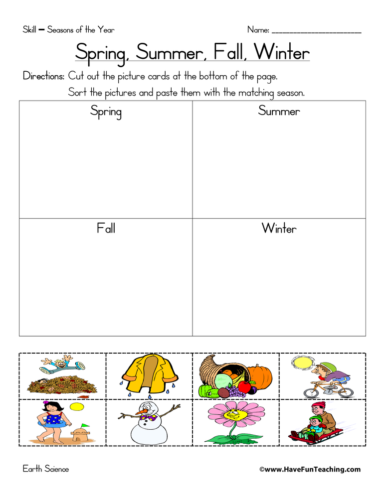 season worksheet for