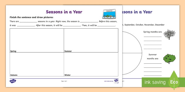 Seasons Calendar Worksheet (Lehrer gemacht) - Twinkl