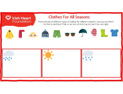 Irish Heart Clothes for all Seasons Worksheet - Irish Heart