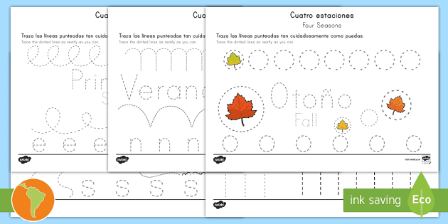 Four Seasons Fine Motor Skills Spanish/English - Four Seasons Fine ...
